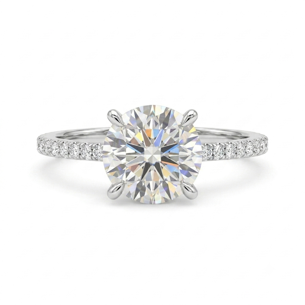 Luna Moissanite 2.0 Ct Round Cut Classic Engagement Ring In Sterling Silver
