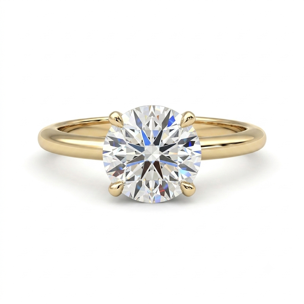 Luna Moissanite 2.0 Ct Round Cut Hidden Halo Engagement Ring In Sterling Silver