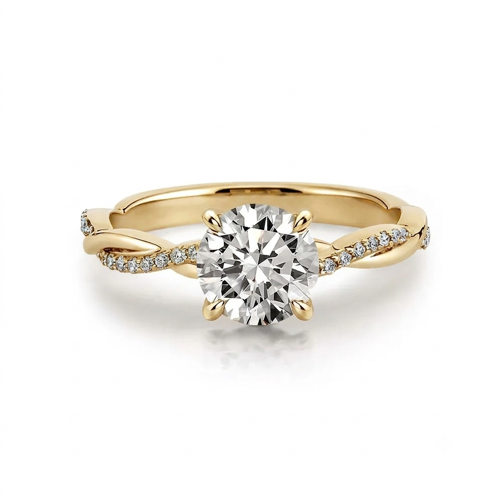 Luna Moissanite 2.0 Ct Round Cut Infinity Vine Twist Engagement Ring In Sterling Silver