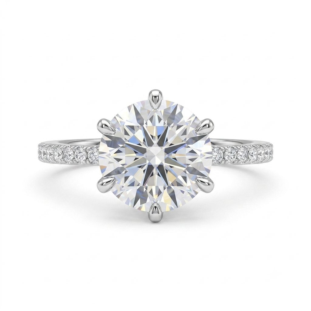 Luna Moissanite 2.5 Ct Round Cut Engagement Ring In Sterling Silver