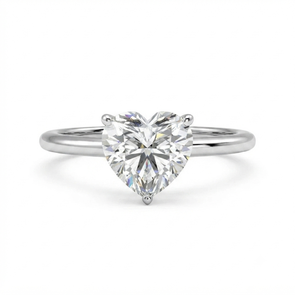 Luna Moissanite 4.0 Ct Heart Cut Solitaire Engagement Ring In Sterling Silver