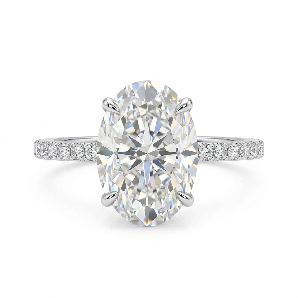 Luna Moissanite 4.0 Ct Oval Cut Classic Engagement Ring In Sterling Silver