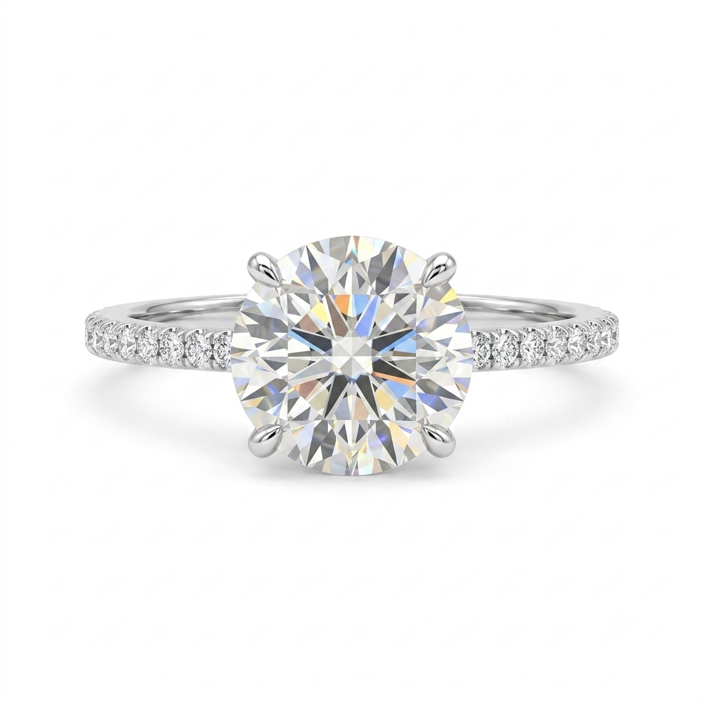 Luna Moissanite 4.0 Ct Round Cut Classic Engagement Ring In Sterling Silver