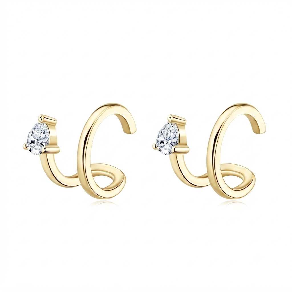 Luna Moissanite Pear Cut Ear Cuff Earrings In Sterling Silver