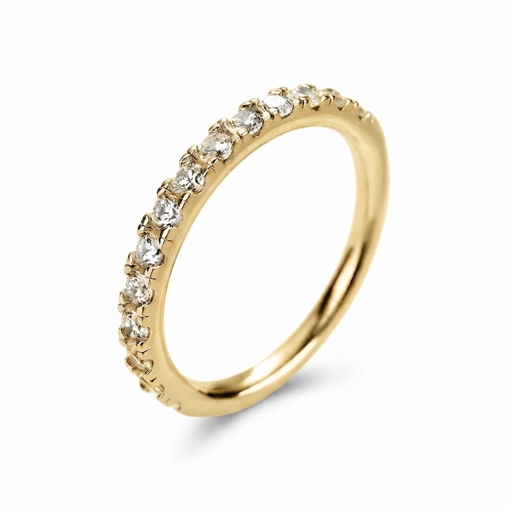 Luna Moissanite Round Cut 2.0mm Half Eternity Wedding Band In Sterling Silver