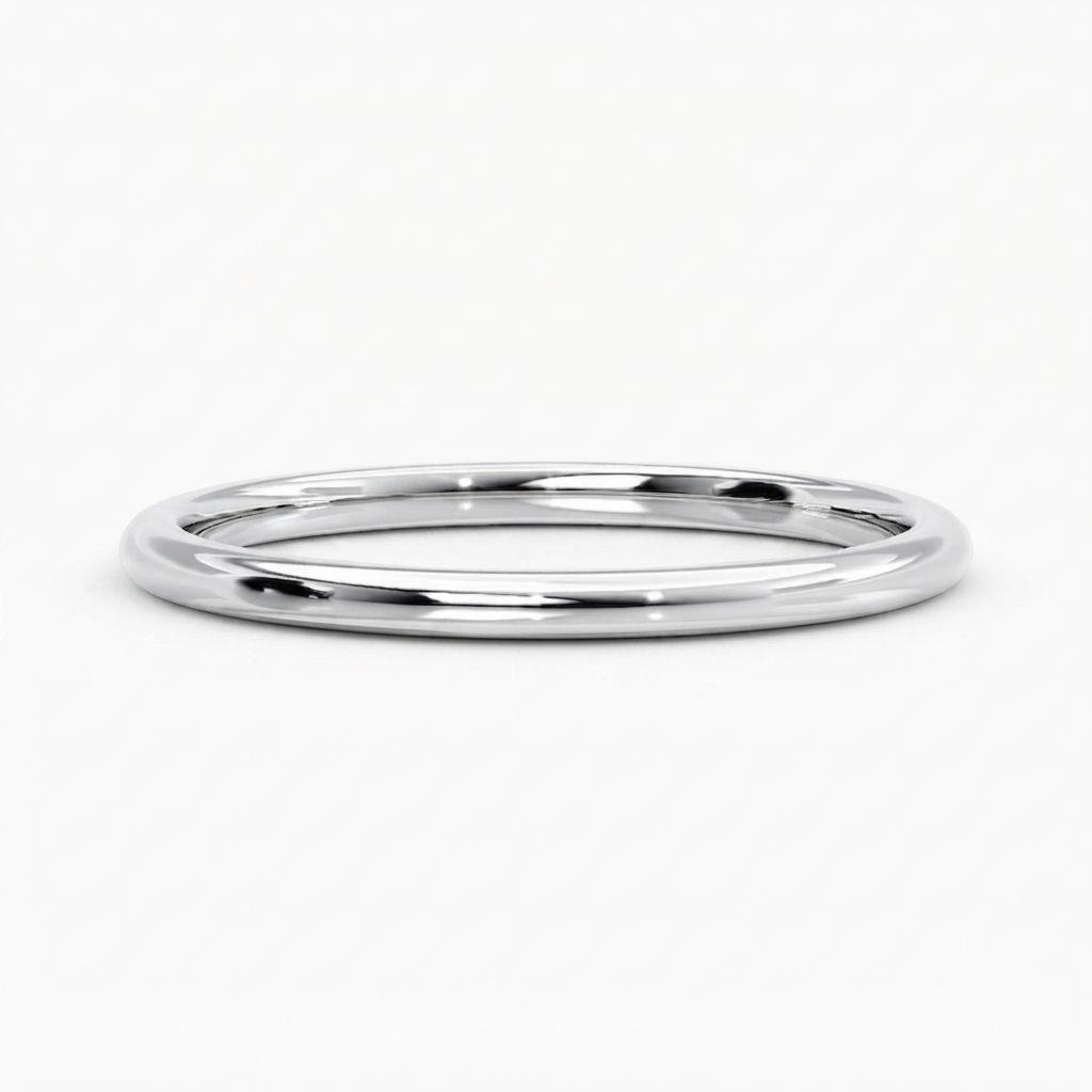 Luna Moissanite Simple Wedding Band In Sterling Silver