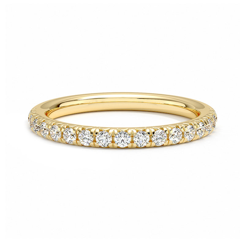 Moissanite Round Half Eternity Sterling Silver Wedding Band Stackable Ring-Sterling Silver-lornajewelry
