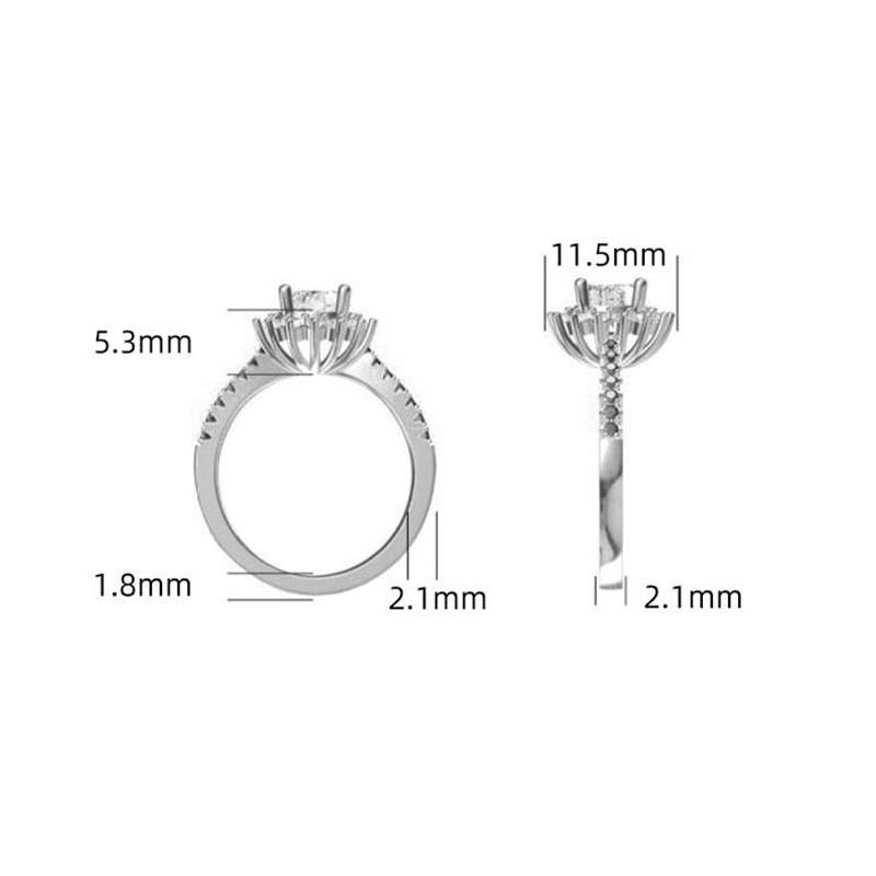 1Ct/2Ct/3Ct Moissanite Fashion Sunflower Pave Engagement Ring-Sterling Silver-lornajewelry
