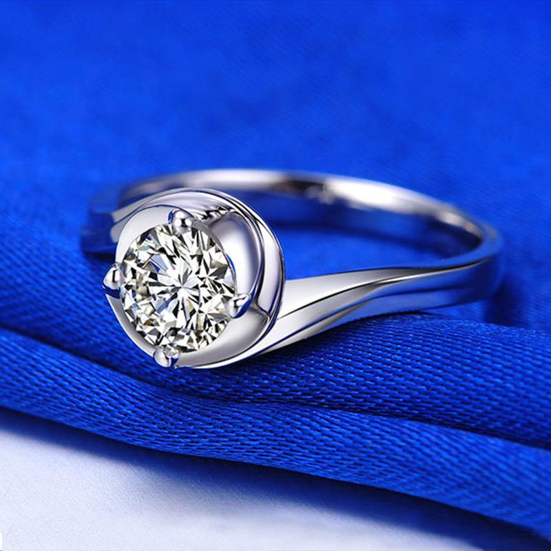 1Ct Moissanite Solitaire Round Flower Bud Engagement Ring-Sterling Silver-lornajewelry