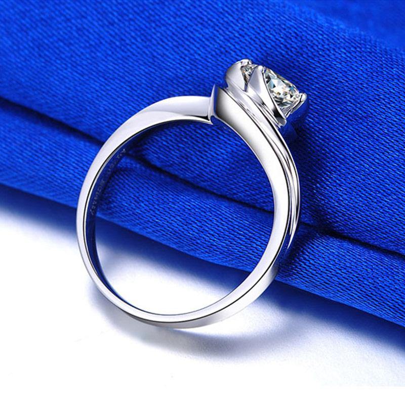 1Ct Moissanite Solitaire Round Flower Bud Engagement Ring-Sterling Silver-lornajewelry