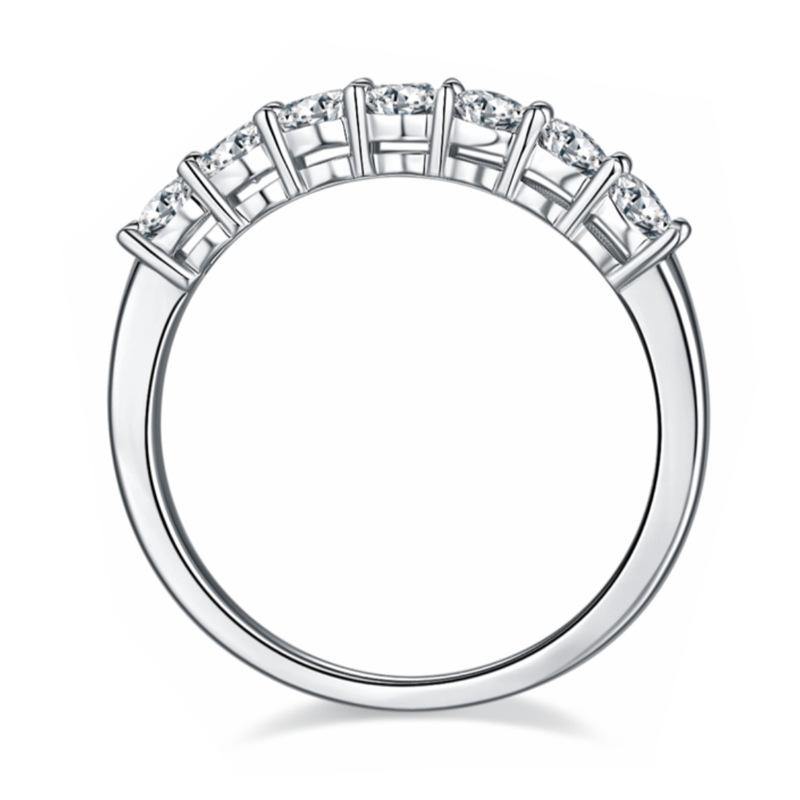 Round Moissanite Sterling Silver Wedding Band Stackable Ring-Sterling Silver-lornajewelry