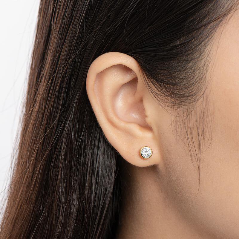 Moissanite Gorgeous Round Cut Stud Earrings-Sterling Silver-lornajewelry