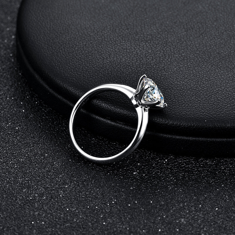 1Ct/2Ct/3Ct/5Ct Moissanite Classic Solitaire Six-Prong Sterling Silver Engagement Ring-Sterling Silver-lornajewelry