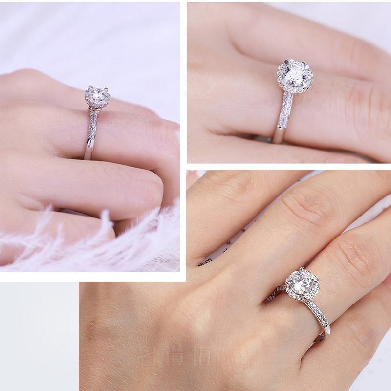 1Ct Moissanite Halo Hand Flower Four Prong Pave Engagement Ring-Sterling Silver-lornajewelry