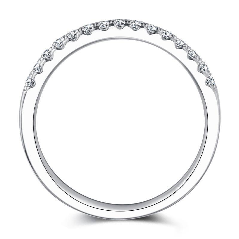 Moissanite Round Half Eternity Sterling Silver Wedding Band Stackable Ring-Sterling Silver-lornajewelry