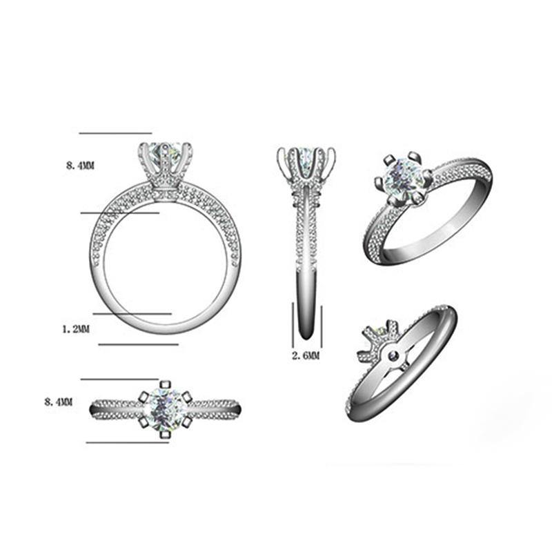 1Ct/2Ct/3Ct Moissanite Knife Edge Pave Sterling Silver Engagement Ring-Sterling Silver-lornajewelry