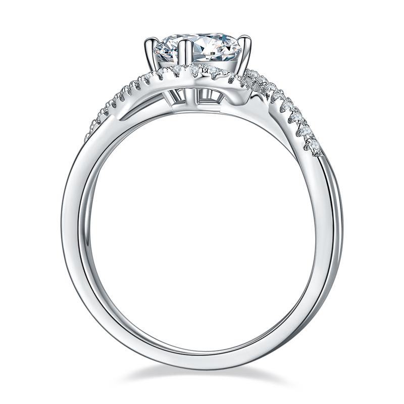 1Ct Moissanite Round Angel Eyes Sterling Silver Engagement Ring-Sterling Silver-lornajewelry