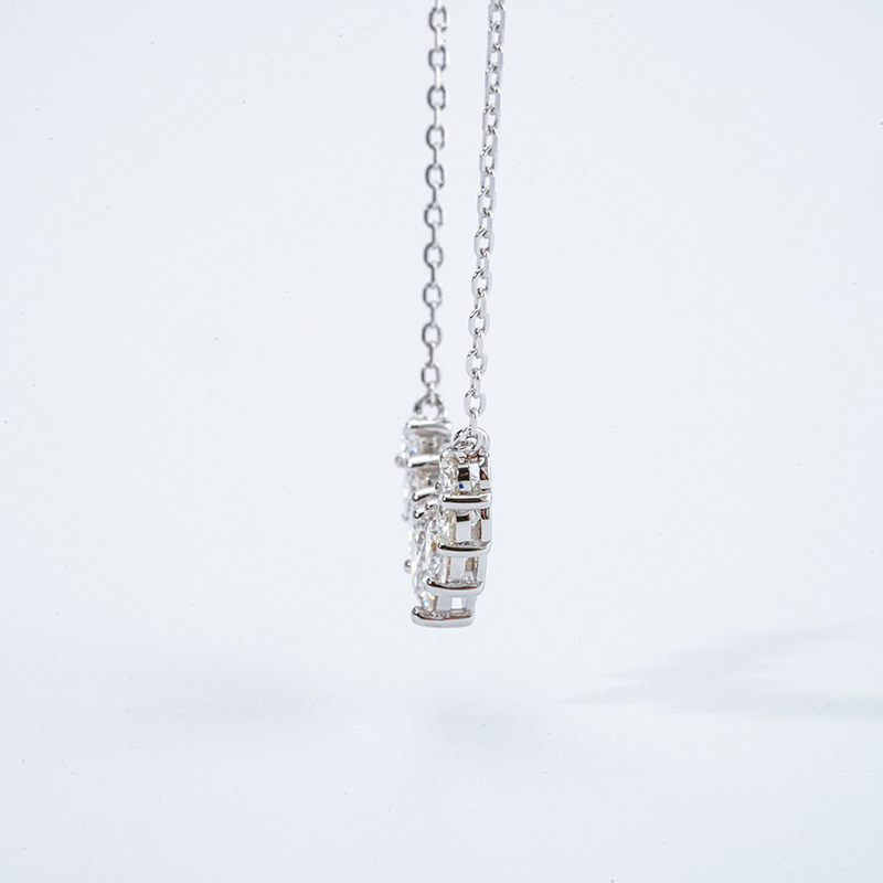 Luna Moissanite 7-Stone Classic Smile Necklace In Sterling Silver