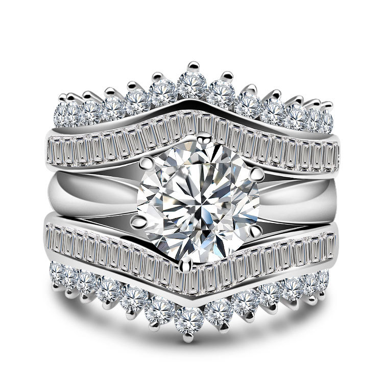 2Ct Round Cut Vintage Sterling Silver Wedding Ring Set-Sterling Silver-lornajewelry