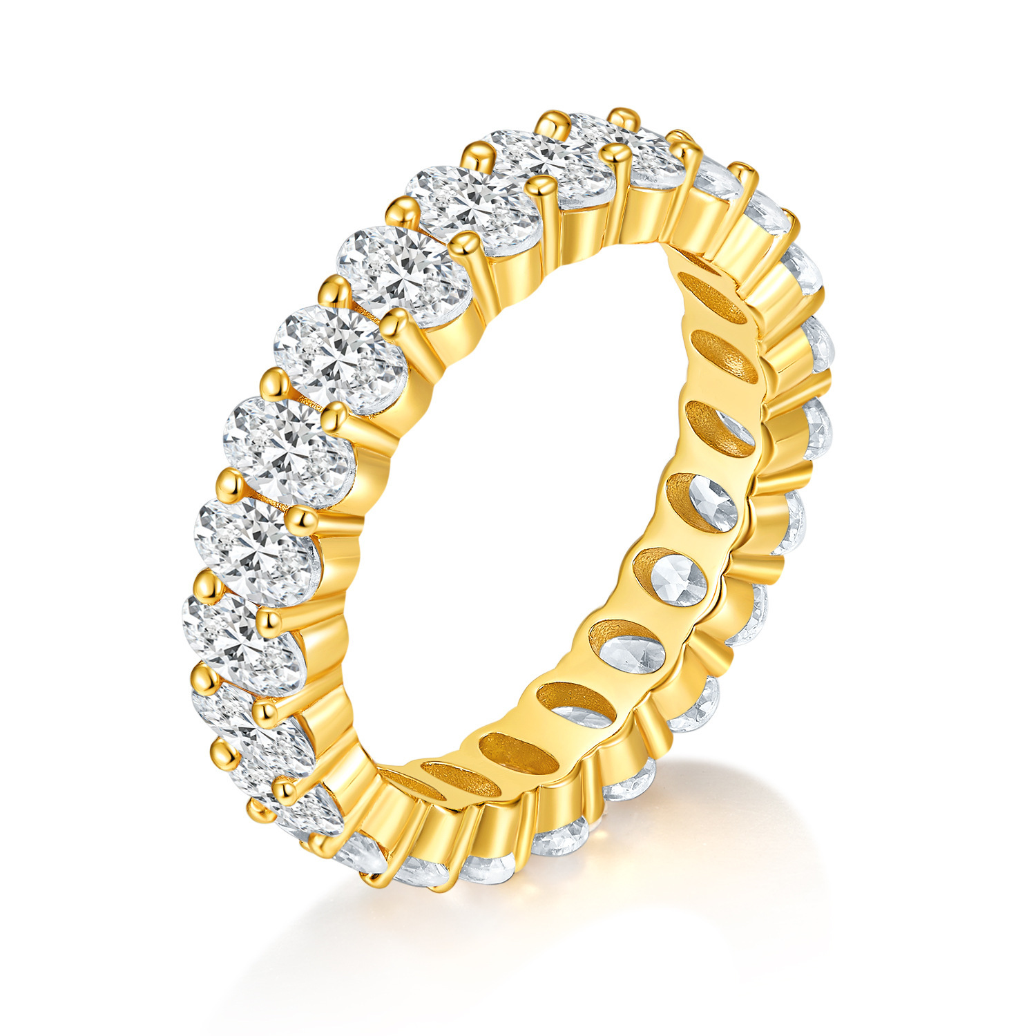 Luna Moissanite Oval Cut 3*5mm Full Eternity Wedding Band In Sterling Silver