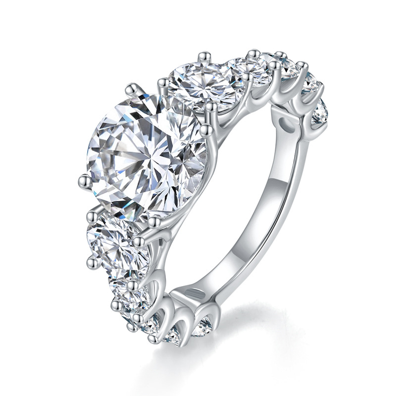 4Ct Moissanite Full Eternity Sparkling Sterling Silver Engagement Ring