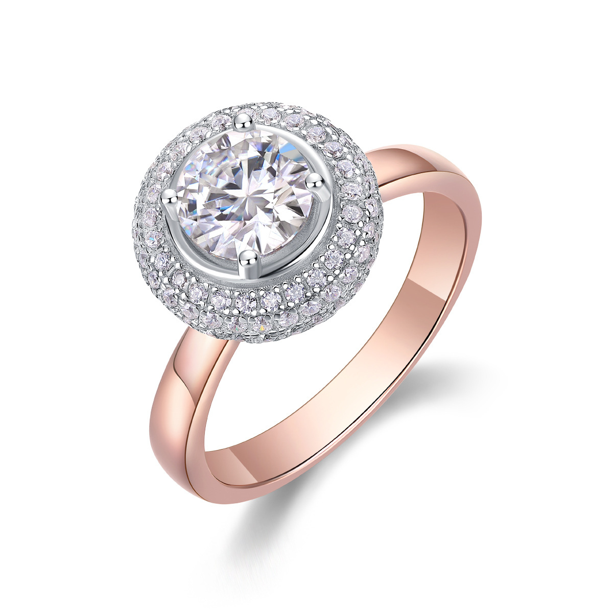 1Ct Round Cut Moissanite Centerpiece Halo Timeless Sparkle Sterling Silver Engagement Ring
