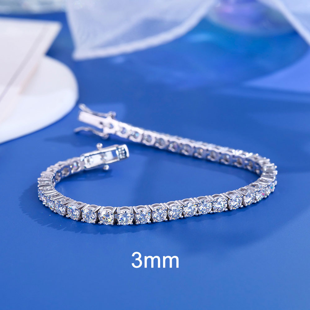 Luna Moissanite 2mm ～ 4mm Classic Tennis Bracelet In Sterling Silver