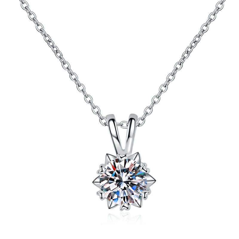 1Ct Moissanite Hexagram Snowflake Necklace in 925 Sterling Silver