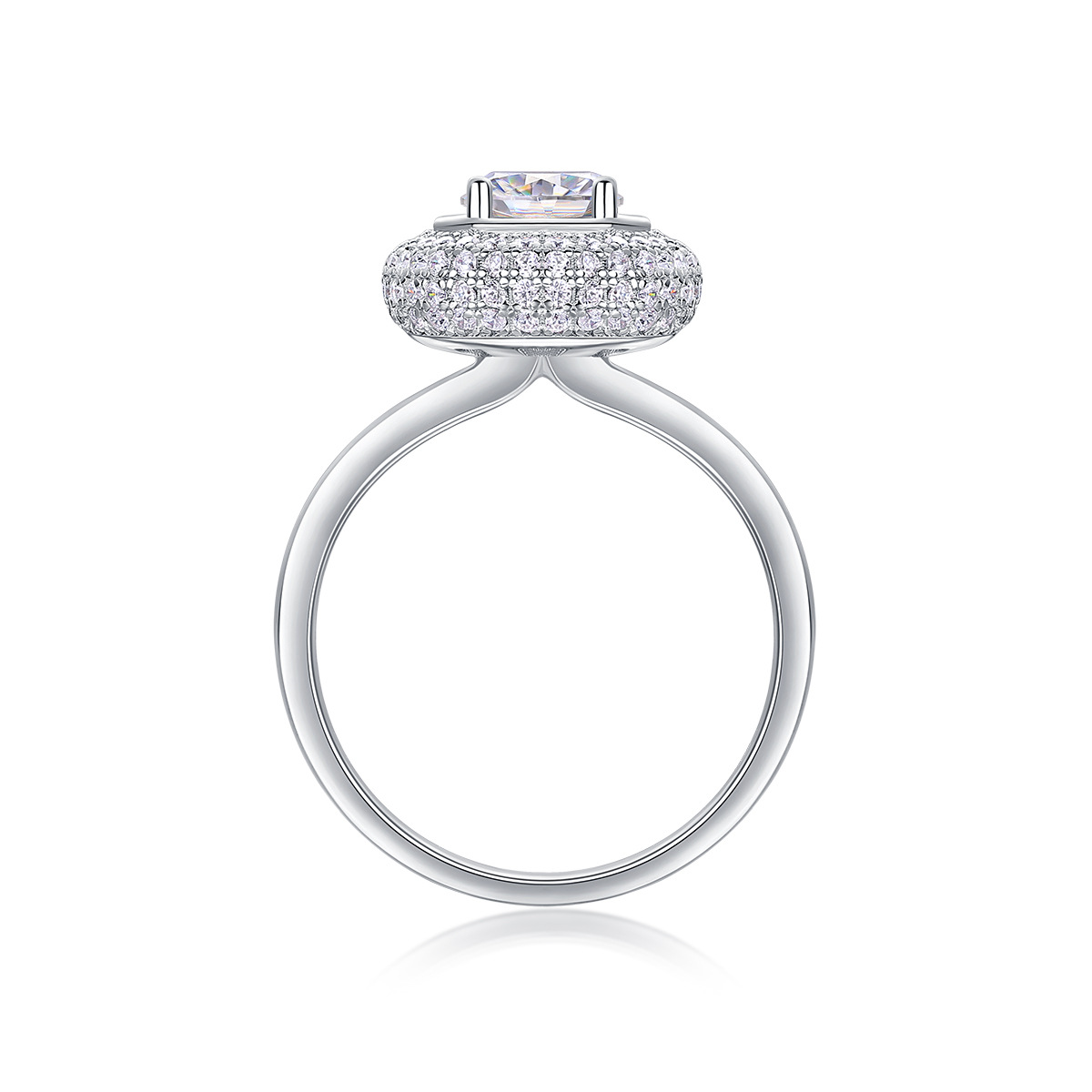 1Ct Round Cut Moissanite Centerpiece Halo Timeless Sparkle Sterling Silver Engagement Ring
