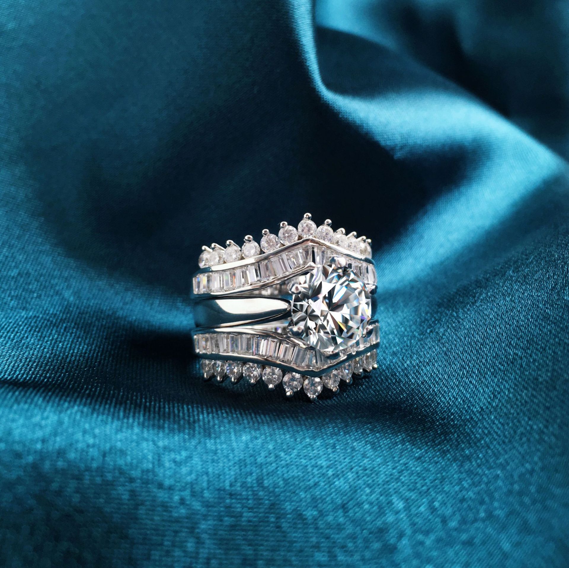 2Ct Round Cut Vintage Sterling Silver Wedding Ring Set-Sterling Silver-lornajewelry