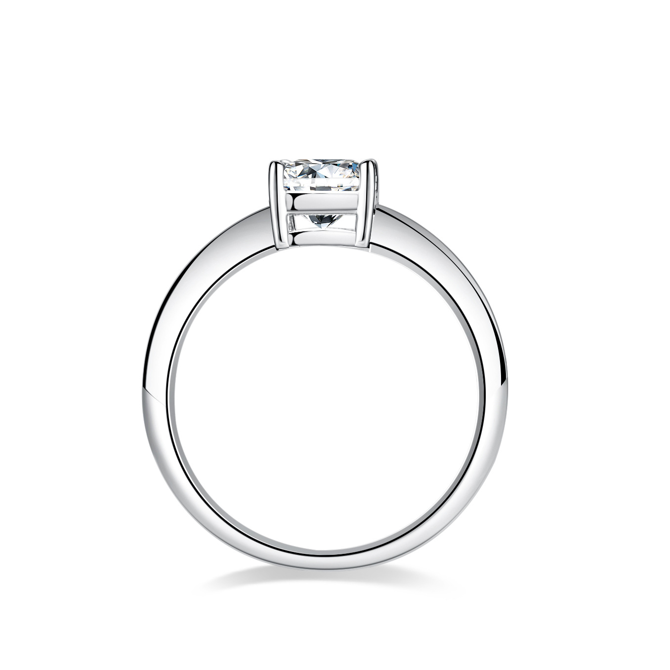 2Ct Moissanite Emerald Cut Solitaire Engagement Ring in Sterling Silver