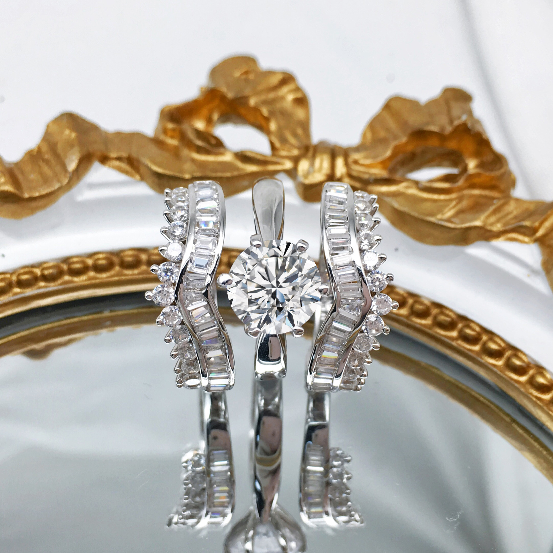 2Ct Round Cut Vintage Sterling Silver Wedding Ring Set-Sterling Silver-lornajewelry