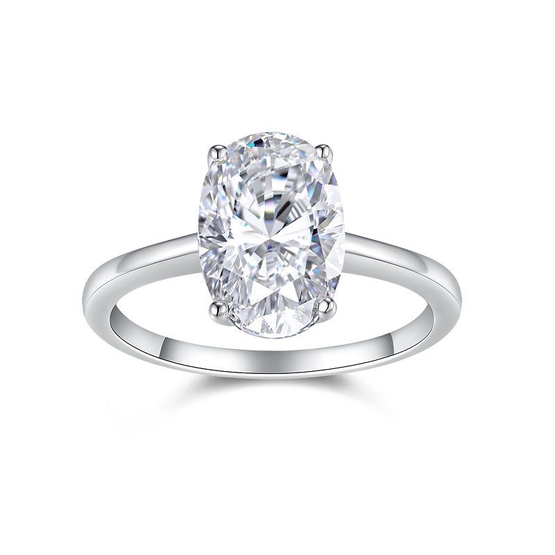 4Ct Moissanite Oval Cut Solitaire Luxurious Sparkle Sterling Silver Engagement Ring