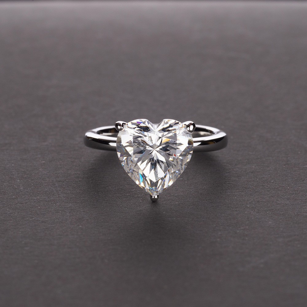 4Ct Heart Cut Ring In Sterling Silver