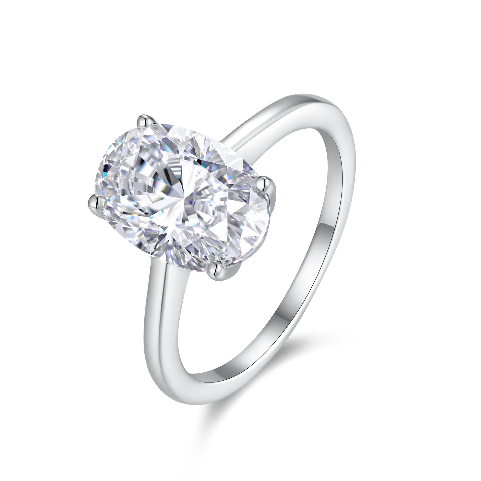 3Ct Oval Cut Moissanite Luxurious Sparkle Fashion Forward Sterling Silver Engagement Ring