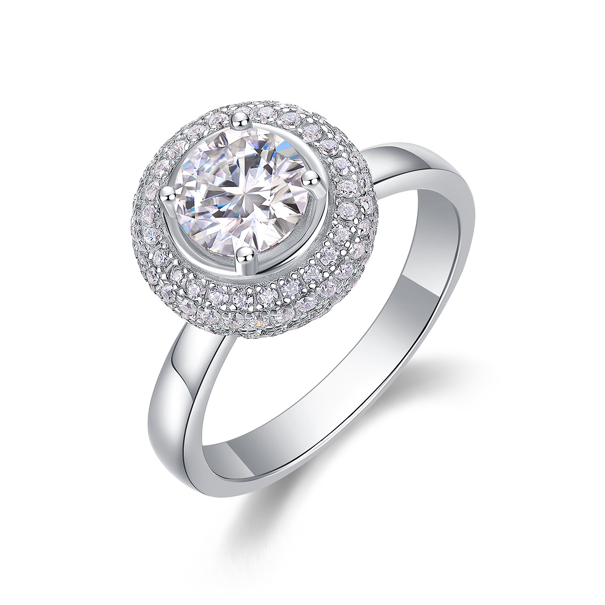 1Ct Round Cut Moissanite Centerpiece Halo Timeless Sparkle Sterling Silver Engagement Ring