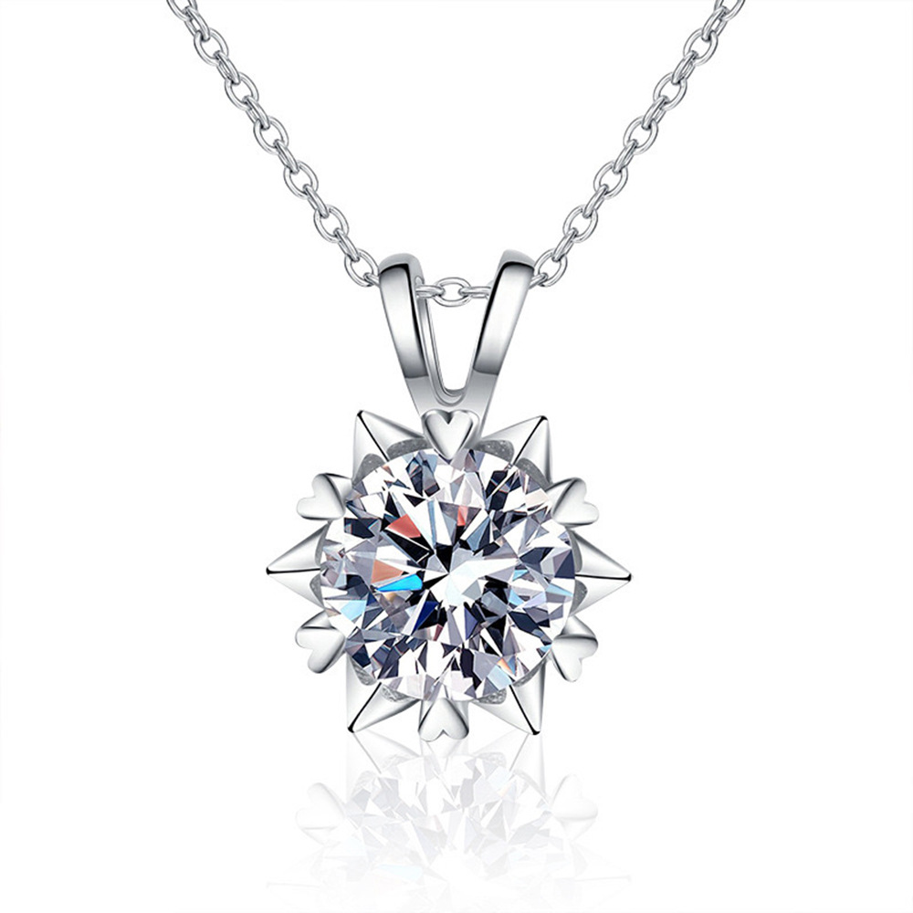 1Ct Moissanite Hexagram Snowflake Necklace in 925 Sterling Silver