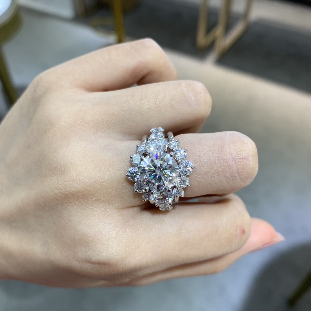 4Ct Moissanite Full Eternity Sparkling Sterling Silver Engagement Ring
