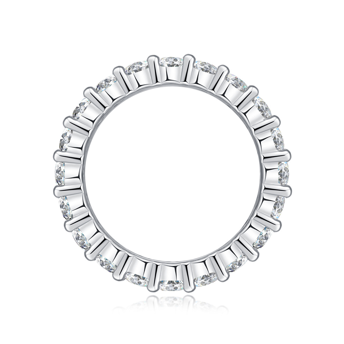 Luna Moissanite Oval Cut 3*5mm Full Eternity Wedding Band In Sterling Silver