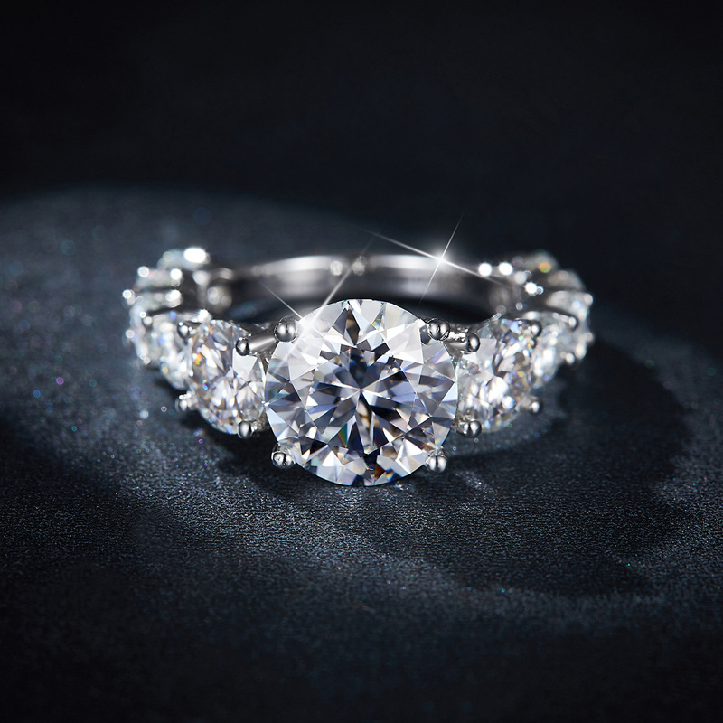 4Ct Moissanite Full Eternity Sparkling Sterling Silver Engagement Ring