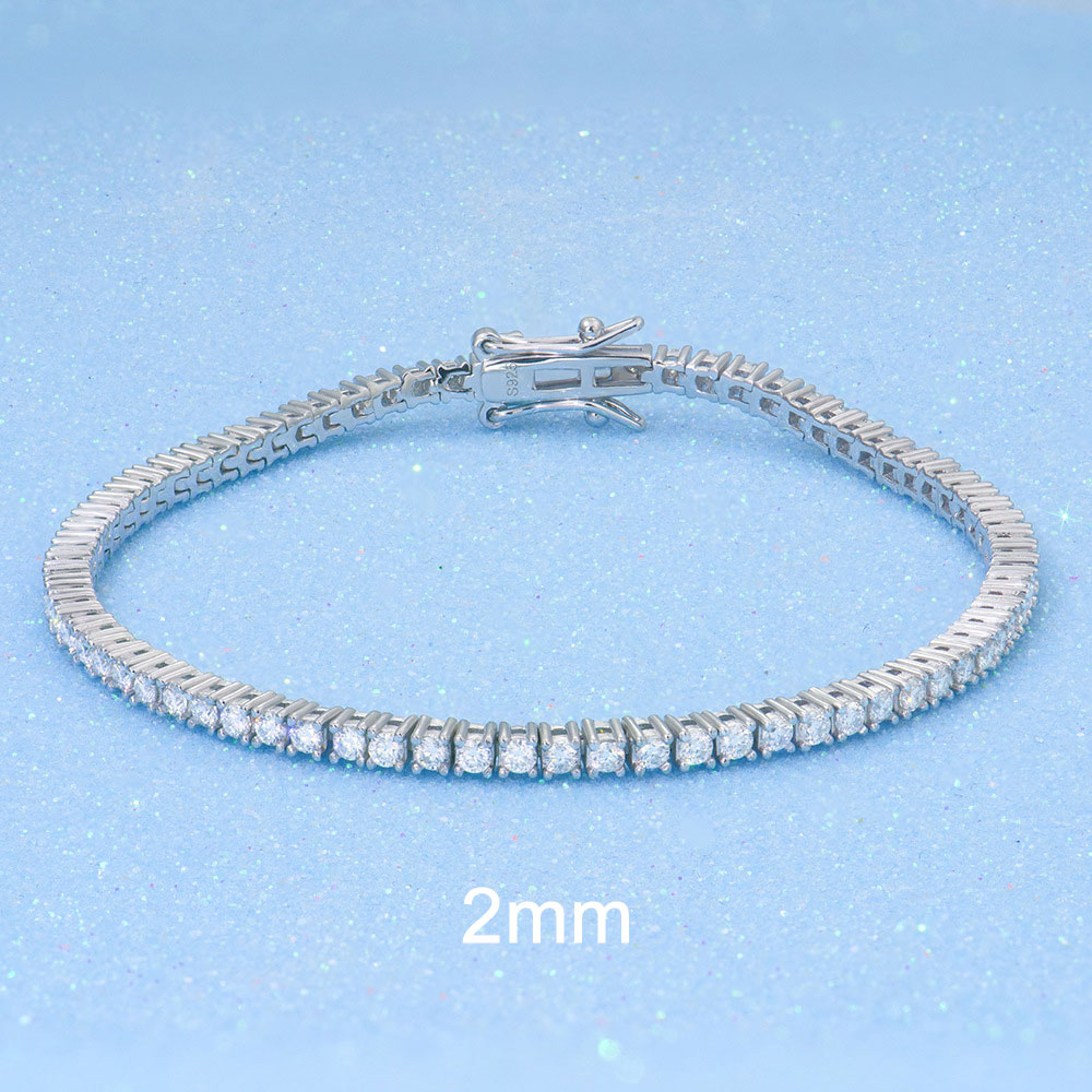 Luna Moissanite 2mm ～ 4mm Classic Tennis Bracelet In Sterling Silver