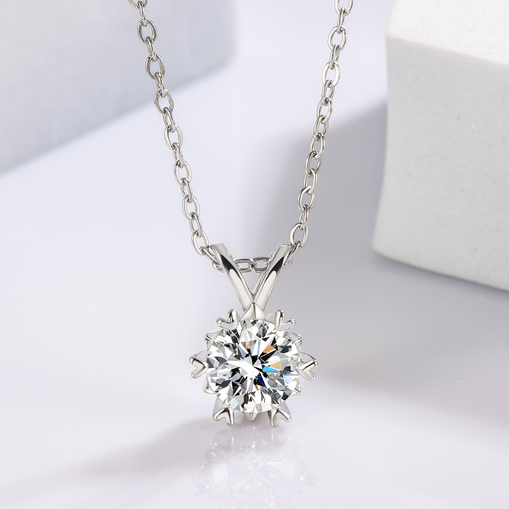 1Ct Moissanite Hexagram Snowflake Necklace in 925 Sterling Silver