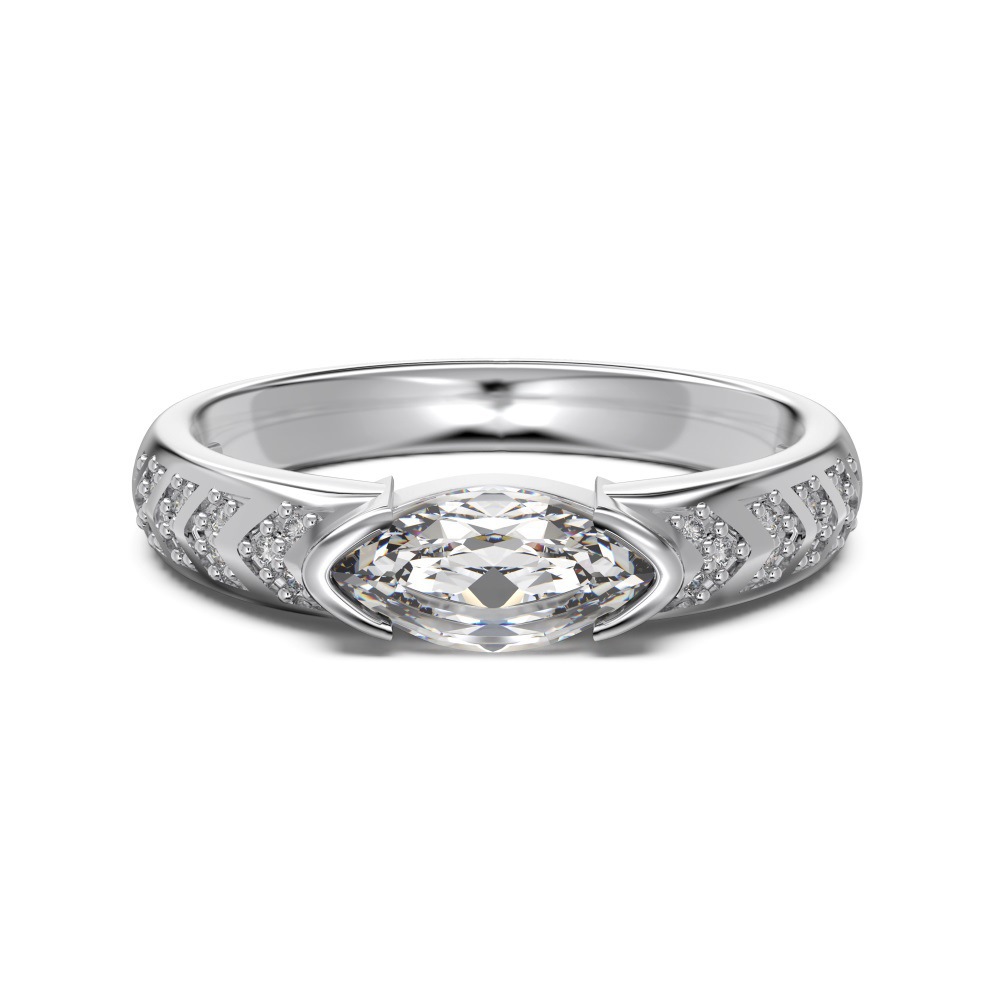 Luna Moissanite 1.0 Ct Marquise Cut Vintage Engagement Ring In Sterling Silver