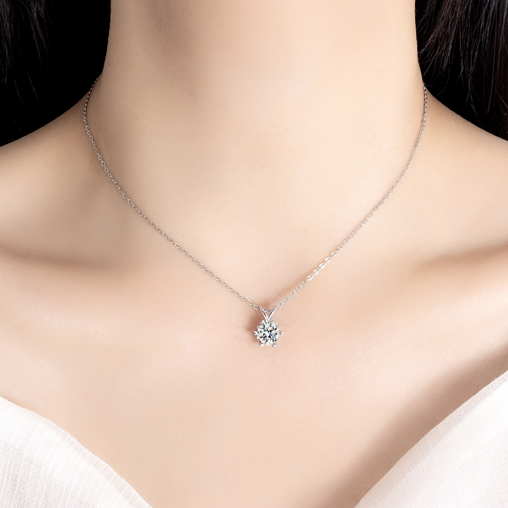 1Ct Moissanite Hexagram Snowflake Necklace in 925 Sterling Silver