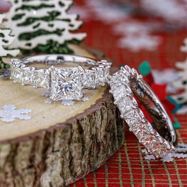 2Ct Special Princess Wedding Ring Set For Women In Sterling Silver