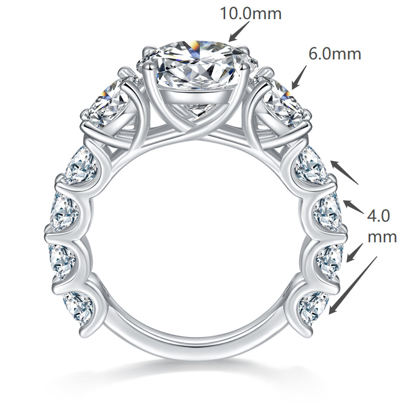 4Ct Moissanite Full Eternity Sparkling Sterling Silver Engagement Ring