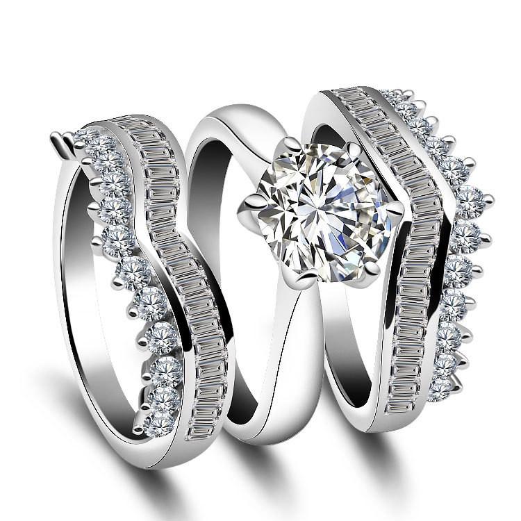 2Ct Round Cut Vintage Sterling Silver Wedding Ring Set-Sterling Silver-lornajewelry