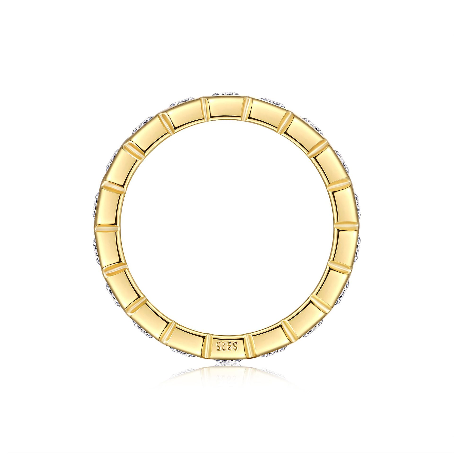 Moissanite Emerald Cut Bezel Set Full Eternity Band in Sterling Silver