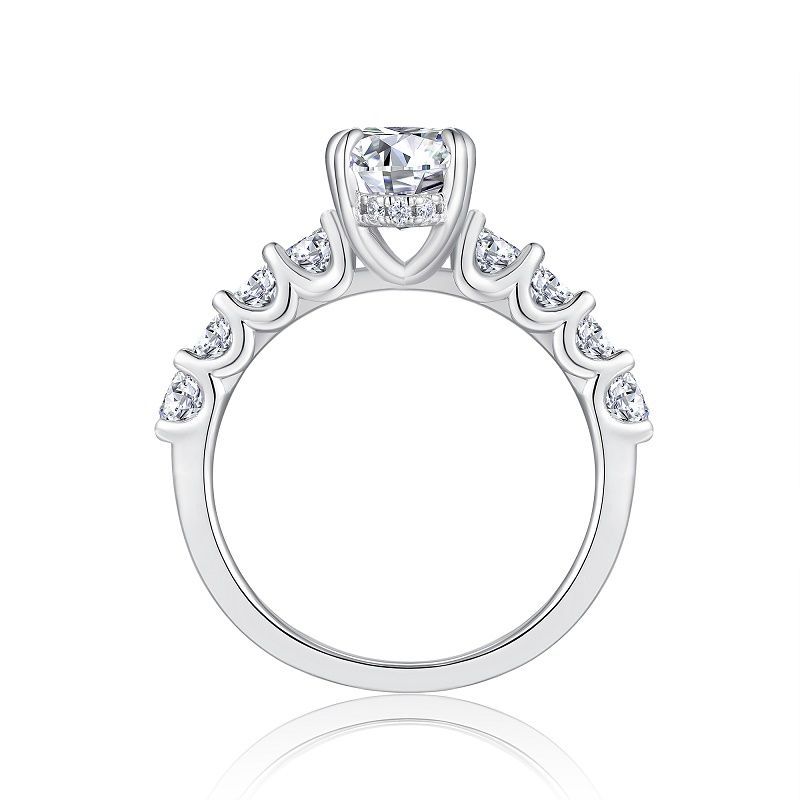 3Ct Oval Cut Moissanite Luxury Halo Sterling Silver Engagement Ring