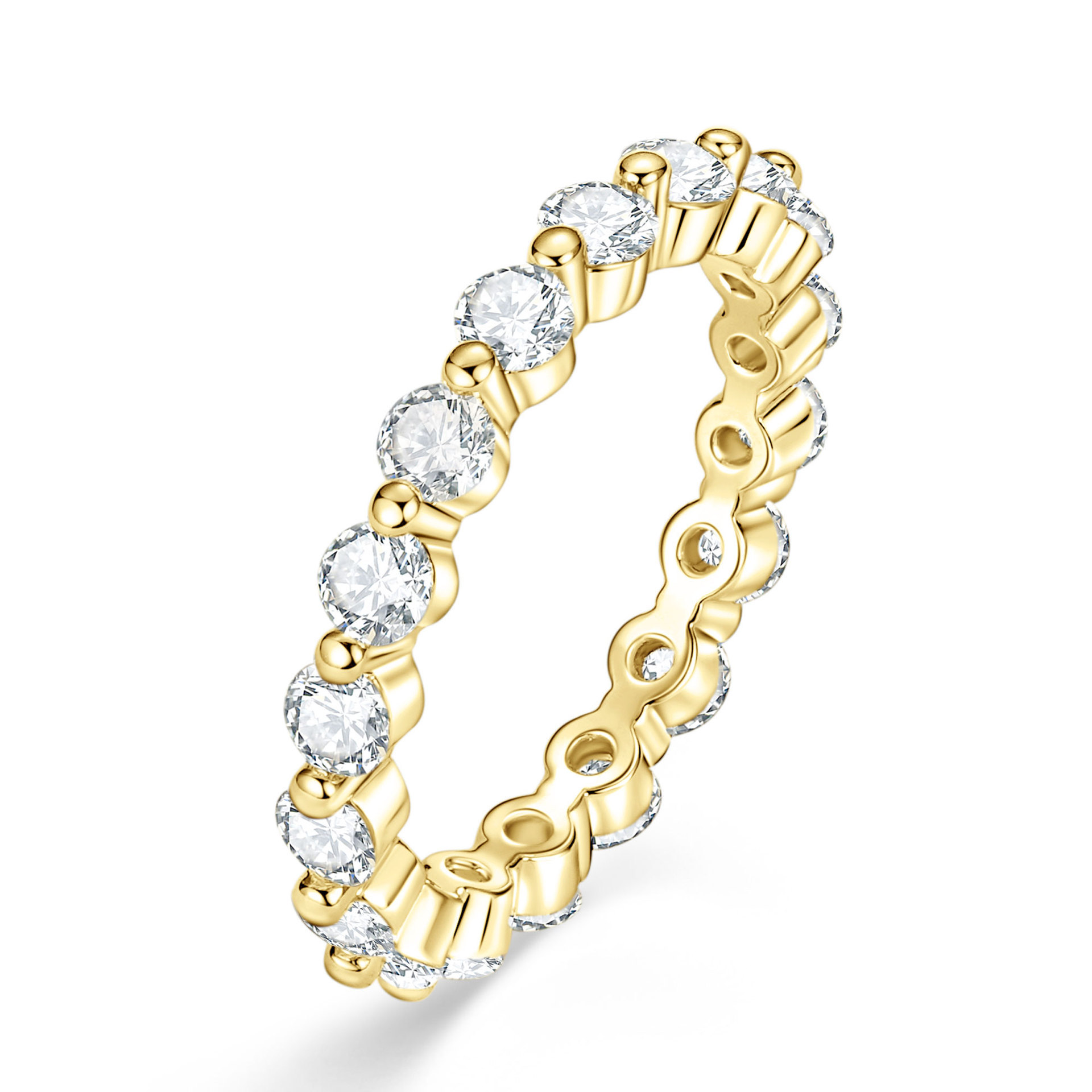 Luna Moissanite Round Cut Classic Full Eternity Wedding Band In Sterling Silver